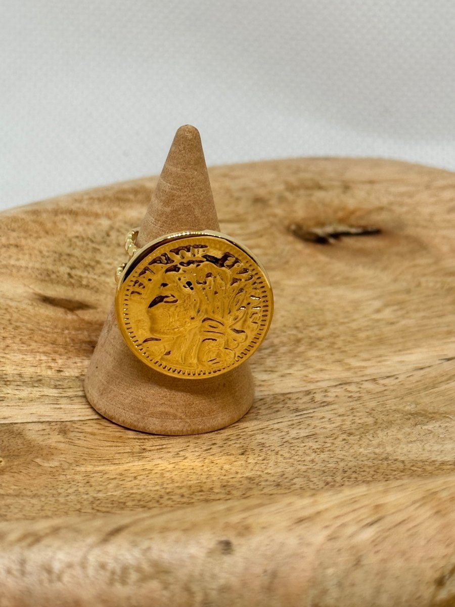 Bague pièce monnaie dorée réglable - C MON DRESSING