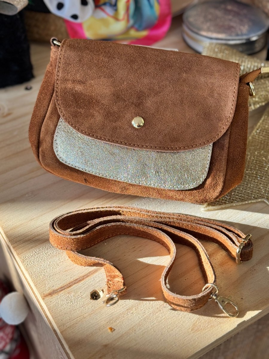 Besace à rabat en croûte de cuir véritable (4 couleurs) - C MON DRESSING