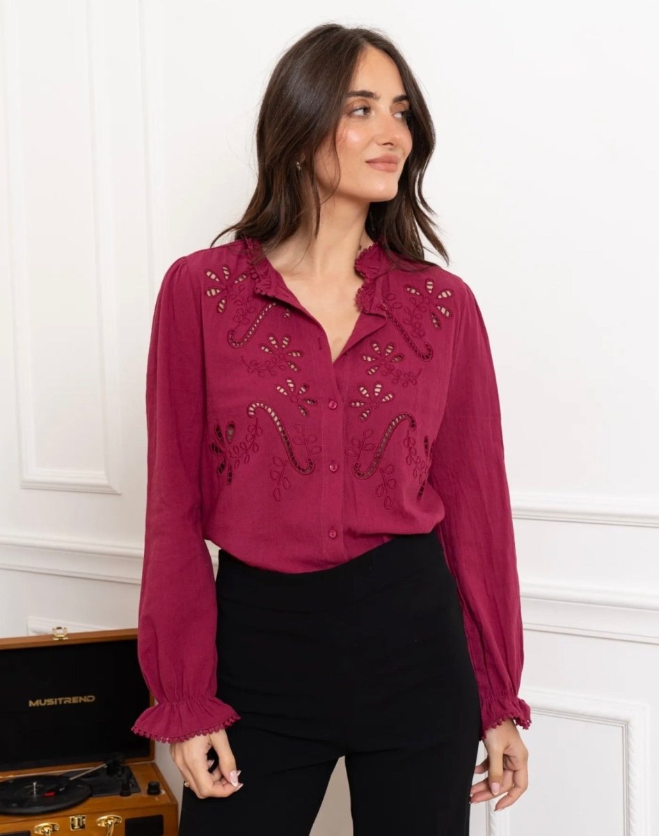 Blouse ajourée bordeaux – du S au L - C MON DRESSING