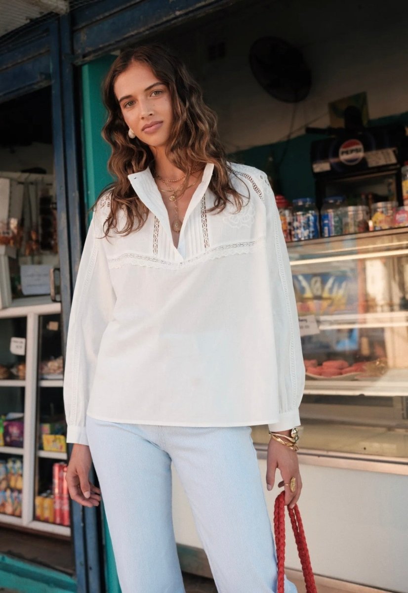 Blouse blanche brodée - Taille du S au L - C MON DRESSING