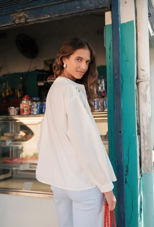 Blouse blanche brodée - Taille du S au L - C MON DRESSING