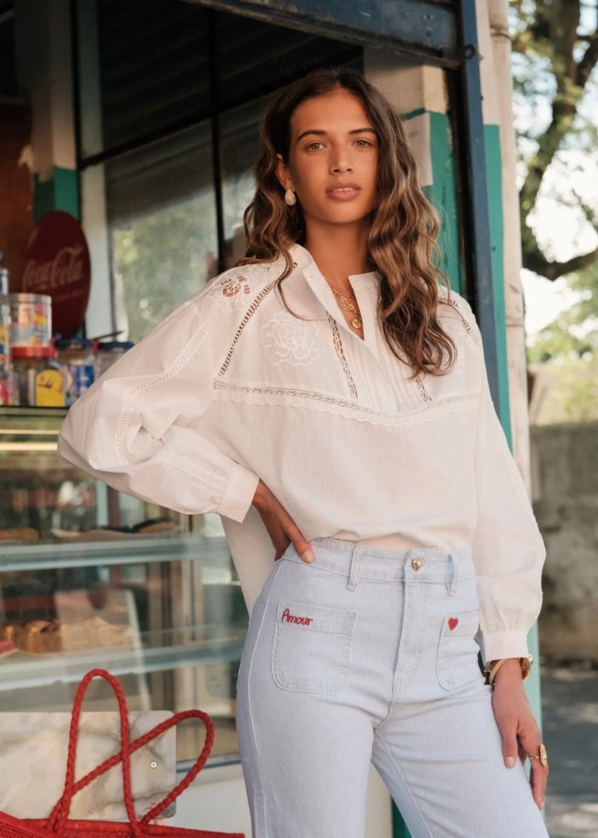 Blouse blanche brodée - Taille du S au L - C MON DRESSING