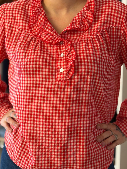Blouse vichy rouge – Taille unique 36 - 44 - C MON DRESSING