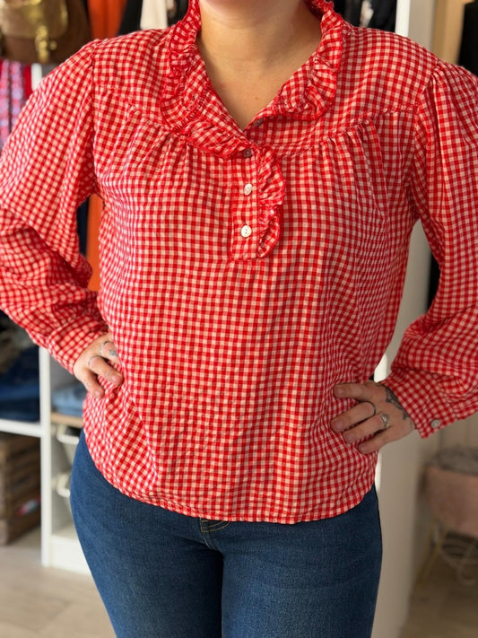 Blouse vichy rouge – Taille unique 36 - 44 - C MON DRESSING
