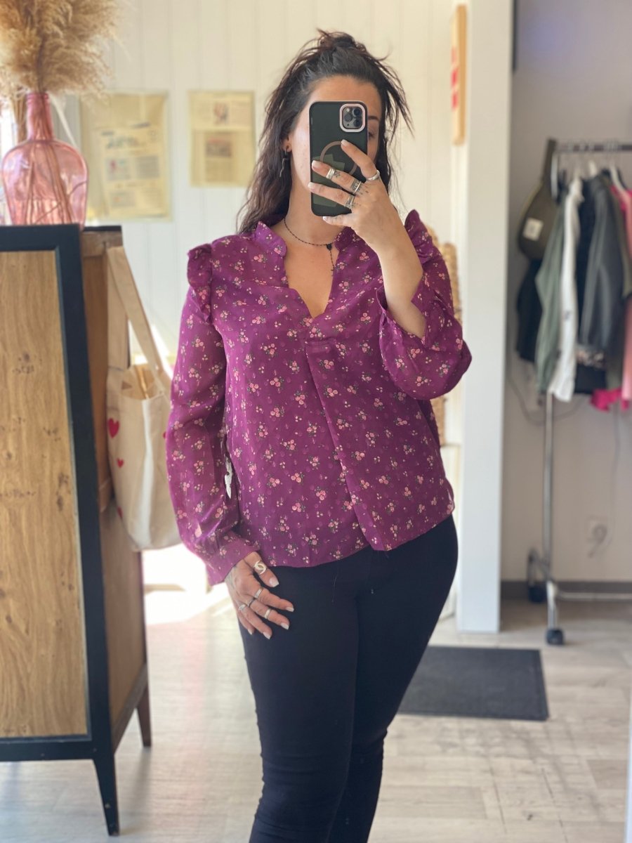 Blouse violette à fleurs – Féminine et légère - C MON DRESSING
