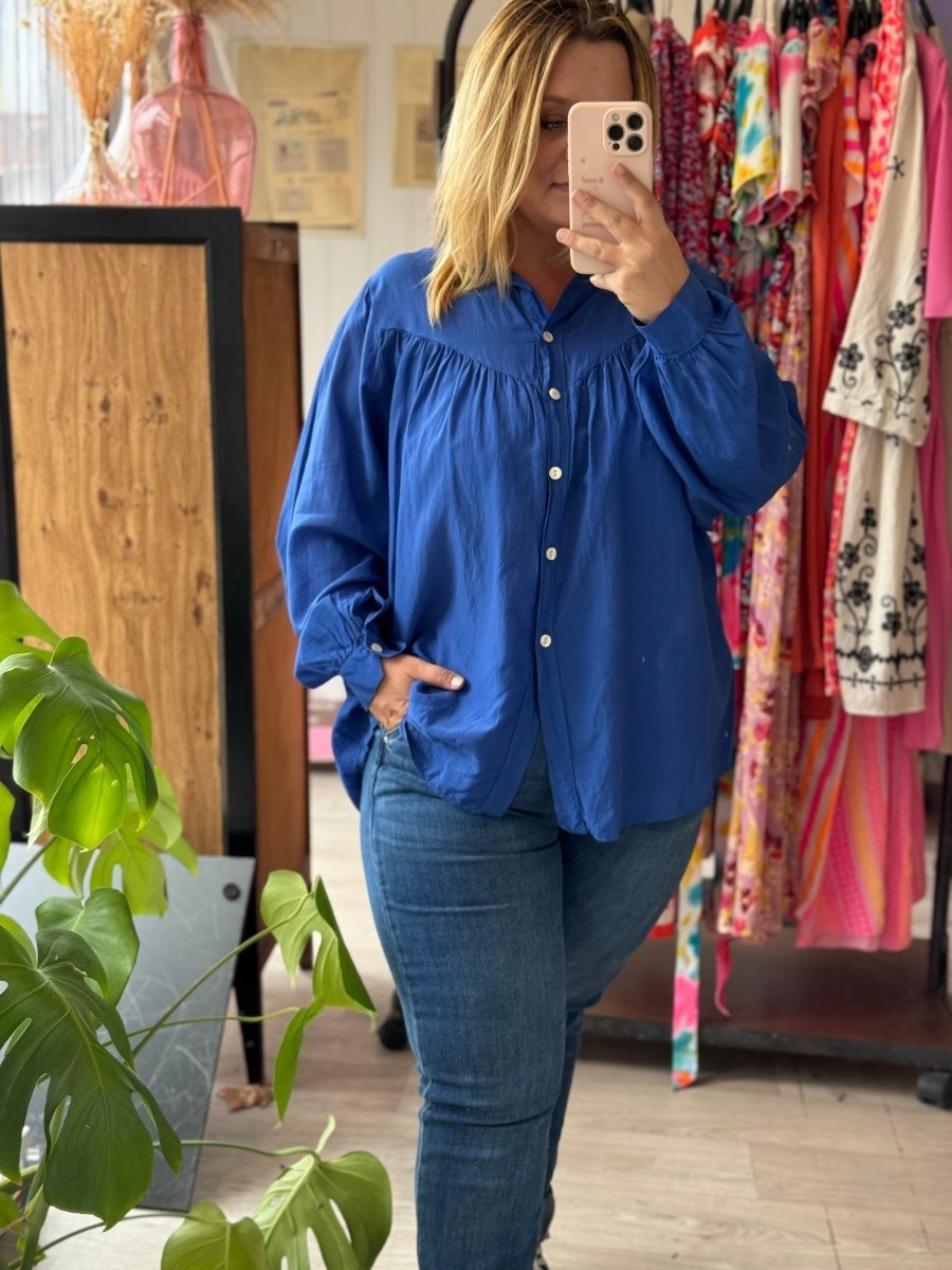 Blouse Voile de Coton Bleu Royal – Taille Unique 40 - 50 - C MON DRESSING