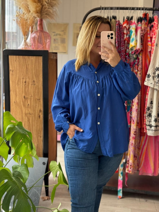 Blouse Voile de Coton Bleu Royal – Taille Unique 40 - 50 - C MON DRESSING