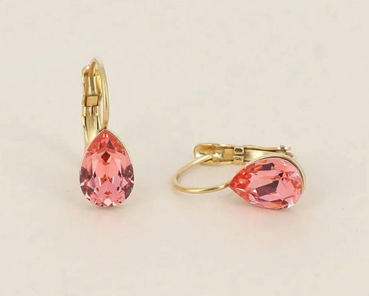 Boucles d’oreilles dormeuses rose - cristaux de Swarovski® - C MON DRESSING