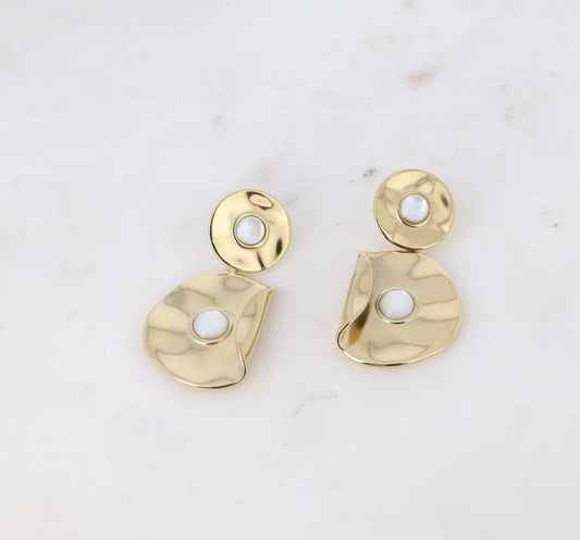 Boucles d’oreilles pendantes en acier inoxydable & pierre naturelle (2 couleurs) - C MON DRESSING