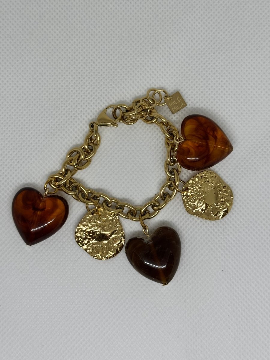 Bracelet coeurs choco doré - C MON DRESSING