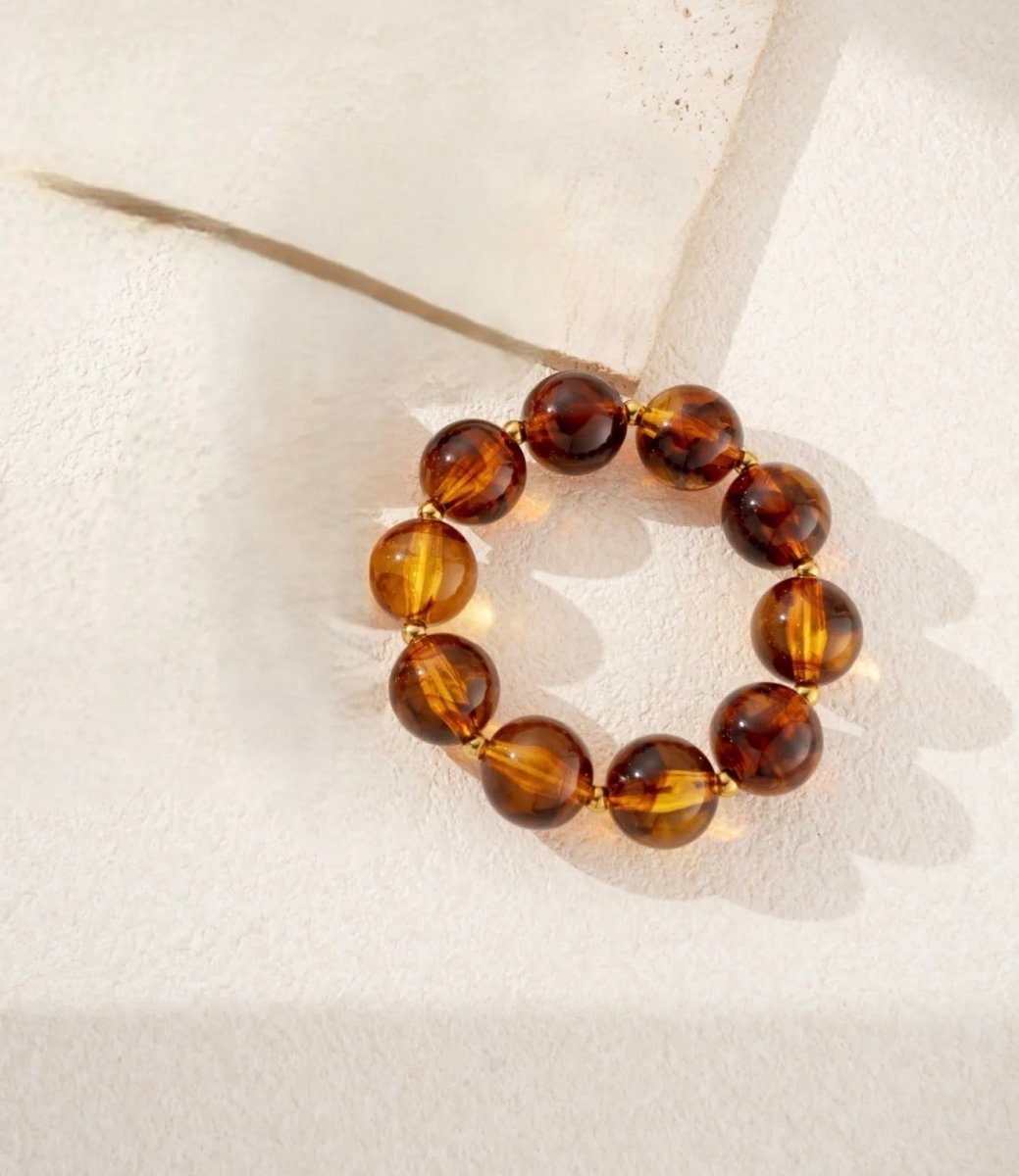 Bracelet élastique perles ambre résine marbrée - C MON DRESSING