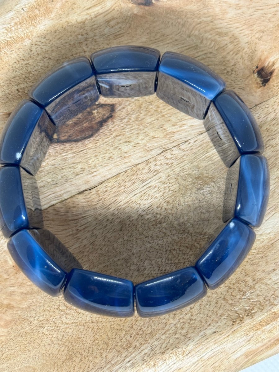 Bracelet élastique résine bleu foncé - C MON DRESSING