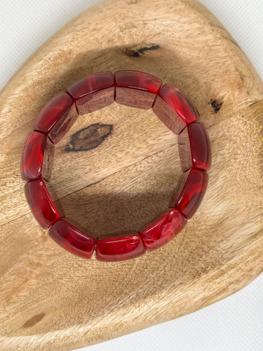 Bracelet élastique résine rouge bordeaux - C MON DRESSING