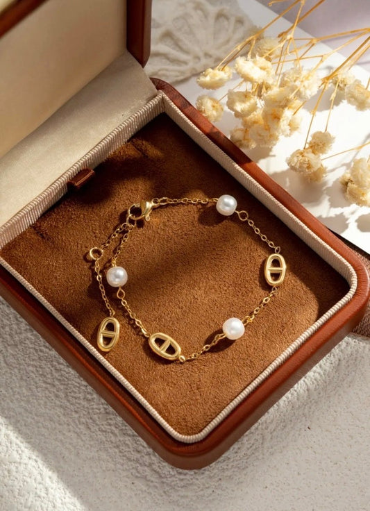 Bracelet maillons ovales perles - C MON DRESSING