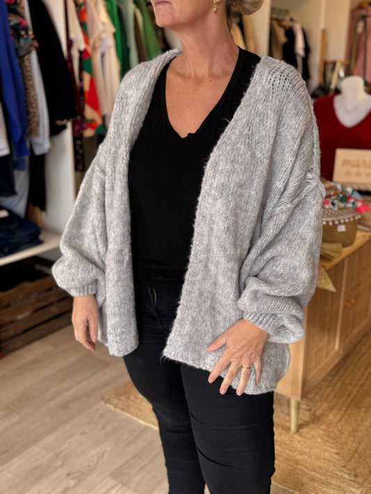 Cardigan oversize en maille douce gris – taille unique 36 - 52 - C MON DRESSING