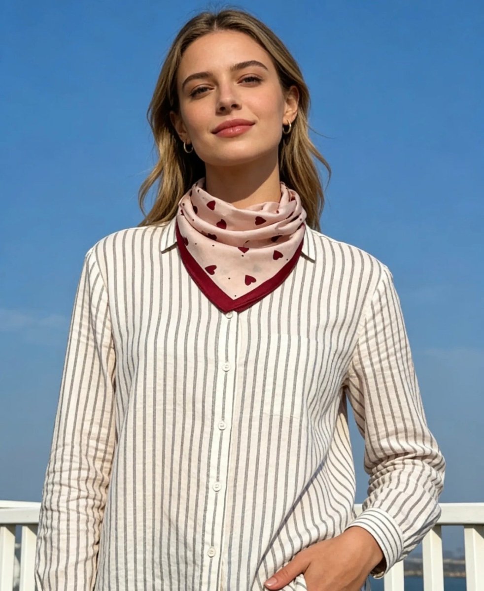 Carré en Satin 70x70 cm coeur rose - C MON DRESSING