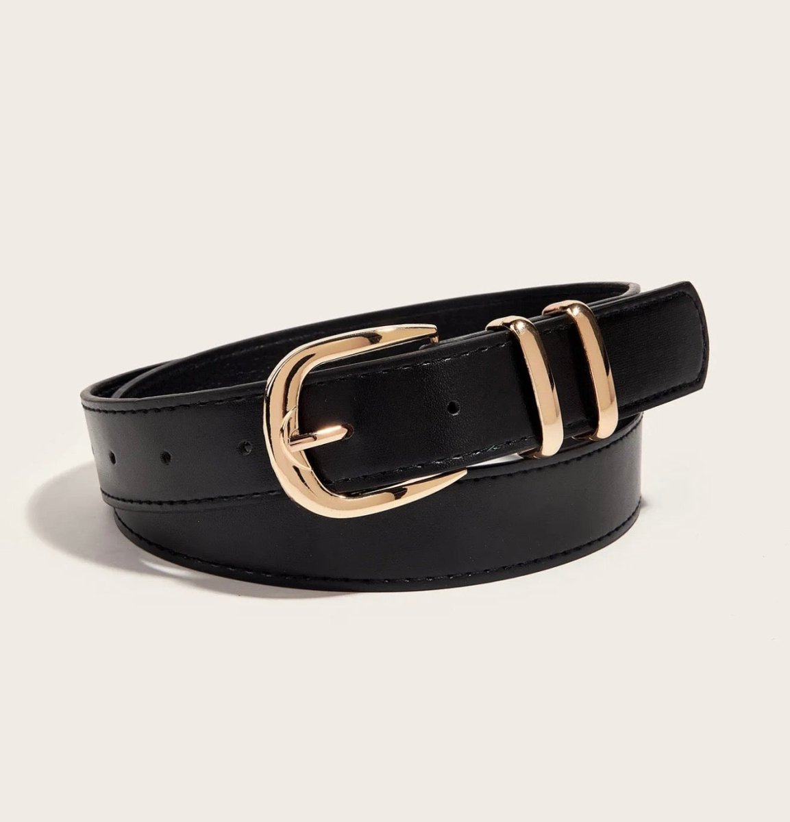 Ceinture en simili cuir à boucle dorée noir - C MON DRESSING