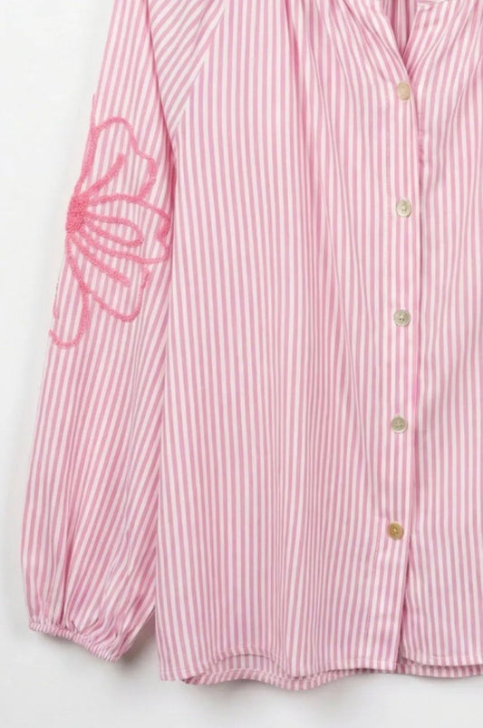 Chemise rayée en avec broderie manches – Taille unique 36 - 44/46 (5 couleurs) - C MON DRESSING