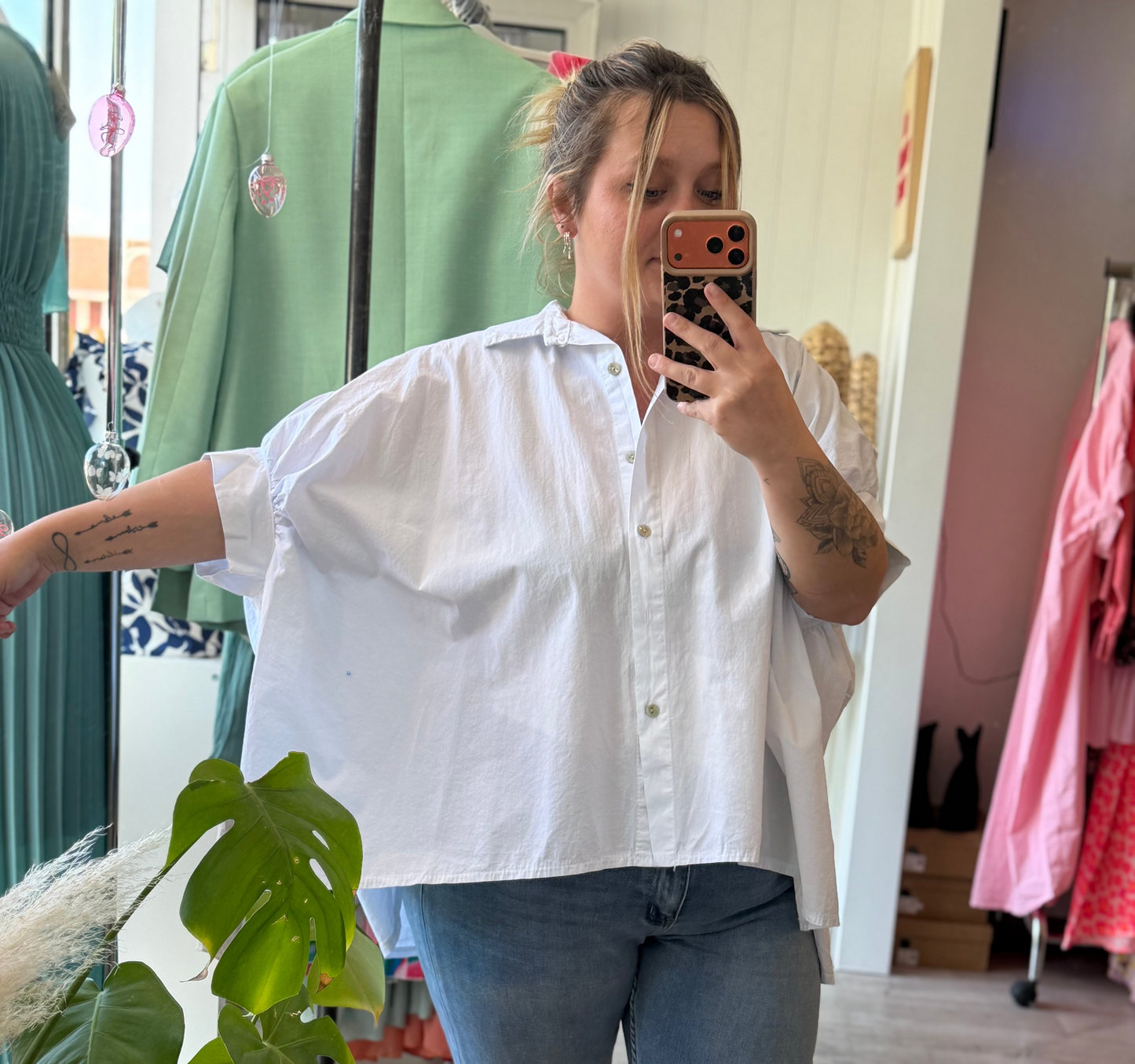 Blouse en coton oversize blanc - Taille unique 36-52