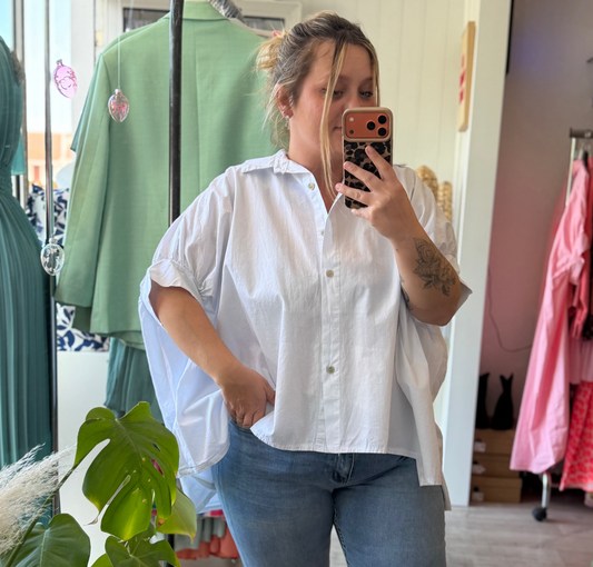 Blouse en coton oversize blanc - Taille unique 36-52