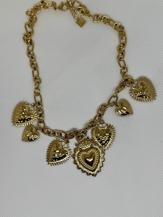 Collier breloques coeurs doré - C MON DRESSING