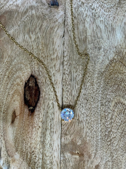 Collier strass blanc doré - C MON DRESSING