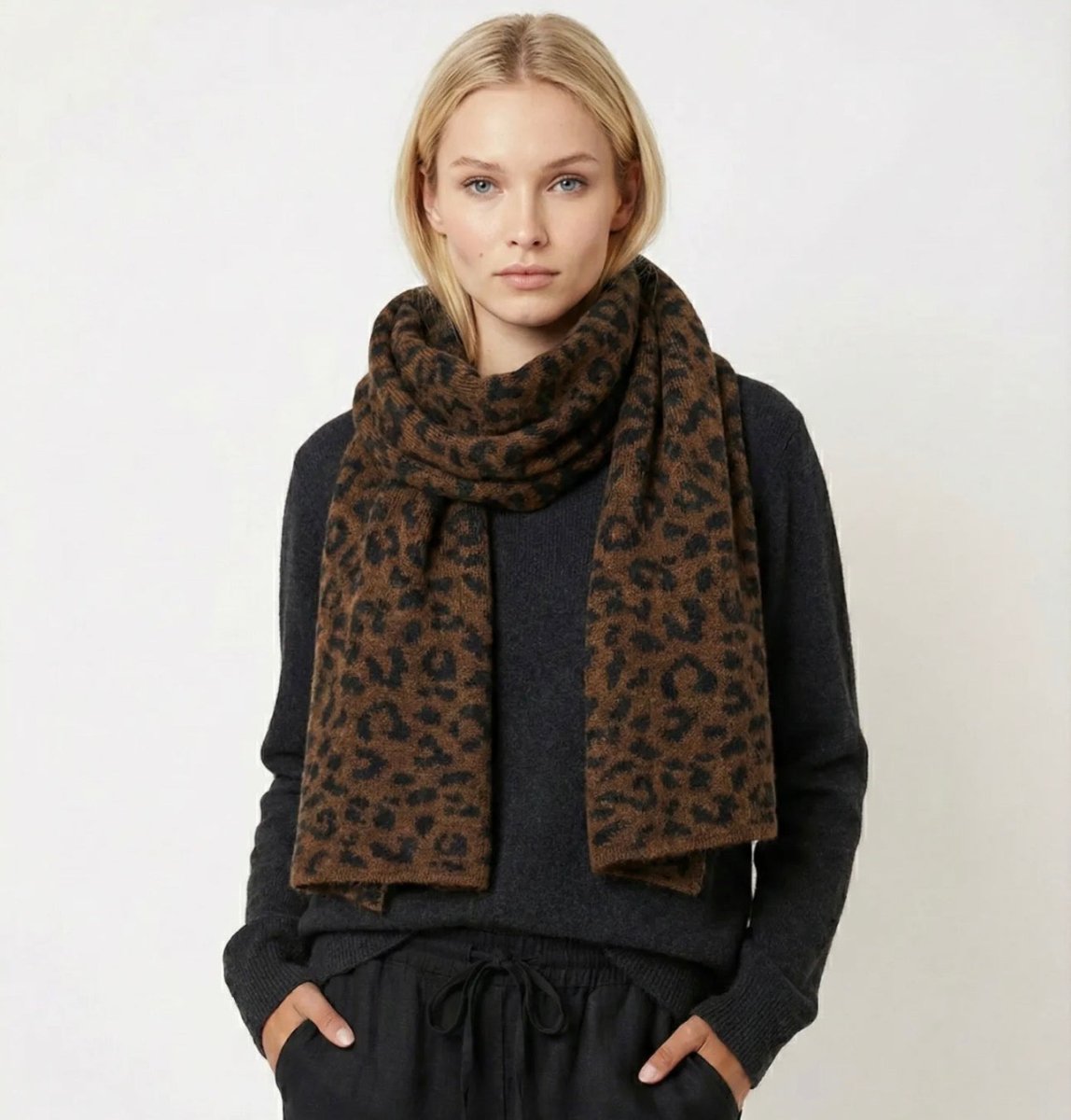 Écharpe en maille léopard réversible (2 couleurs) - C MON DRESSING