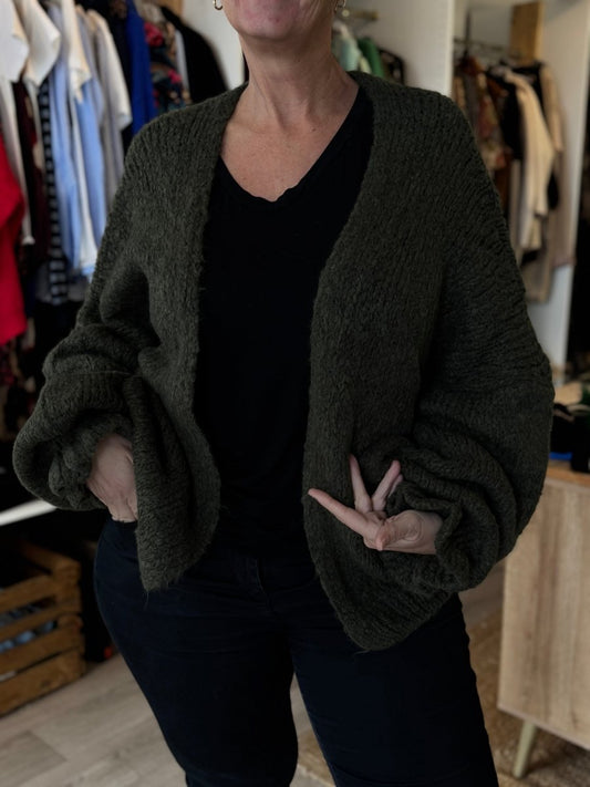 Gilet doux en maille kaki – taille unique 36 - 52 - C MON DRESSING