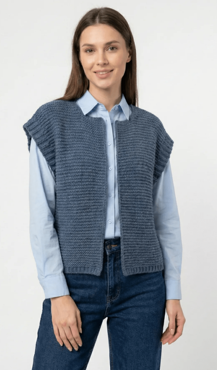Gilet sans manches maille côtelée – Taille Unique 36 - 46 (2 couleurs) - C MON DRESSING