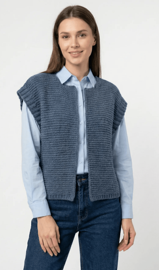 Gilet sans manches maille côtelée – Taille Unique 36 - 46 (2 couleurs) - C MON DRESSING
