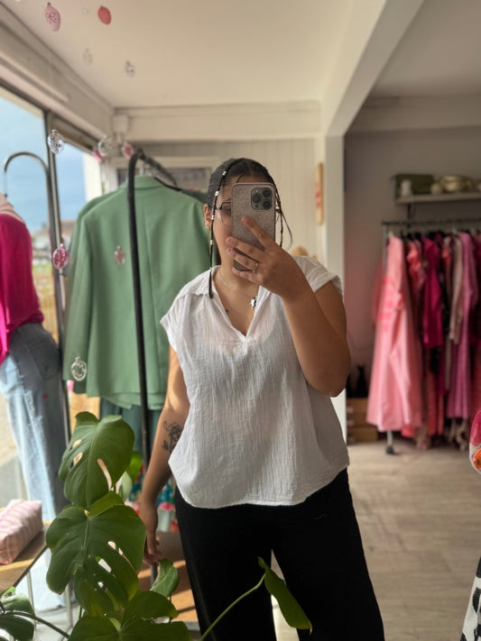 Haut gaze de coton blanc - Taille unique 36 - 46 - C MON DRESSING