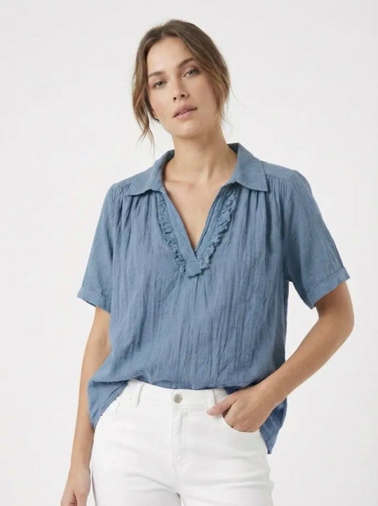 Haut gaze de coton bleu jean - Taille unique 36 - 48 - C MON DRESSING