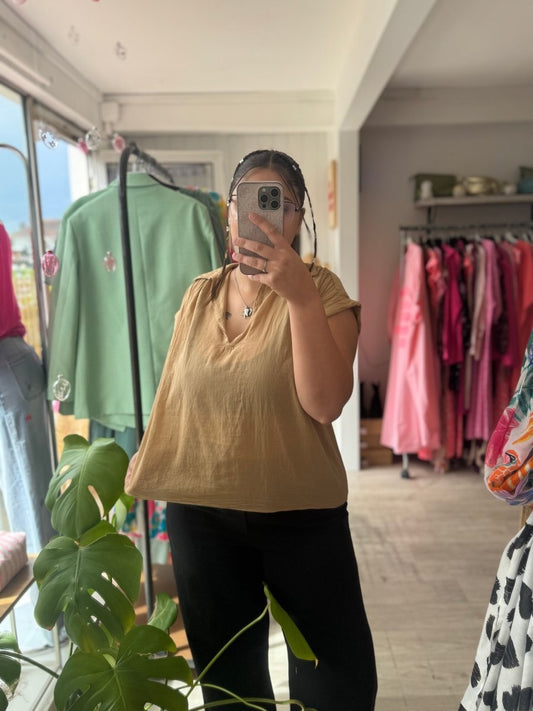 Haut gaze de coton camel - Taille unique 36 - 46 - C MON DRESSING
