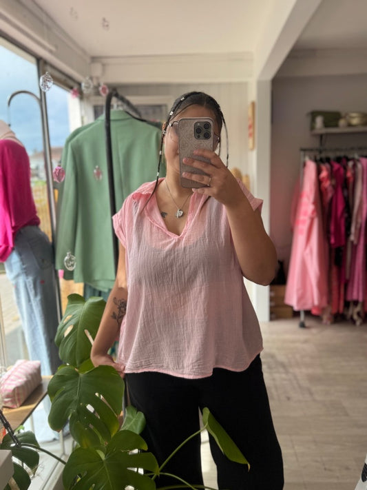Haut gaze de coton rose bonbon - Taille unique 36 - 46 - C MON DRESSING