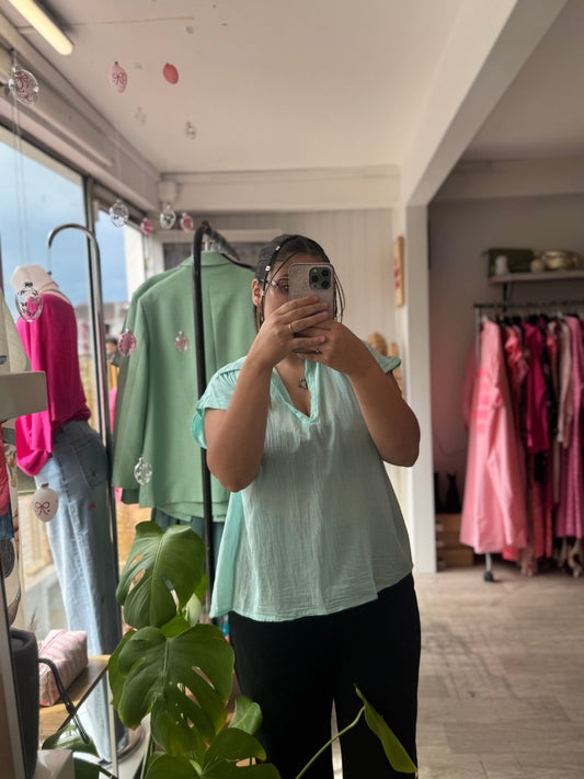 Haut gaze de coton vert menthe - Taille unique 36 - 46 - C MON DRESSING