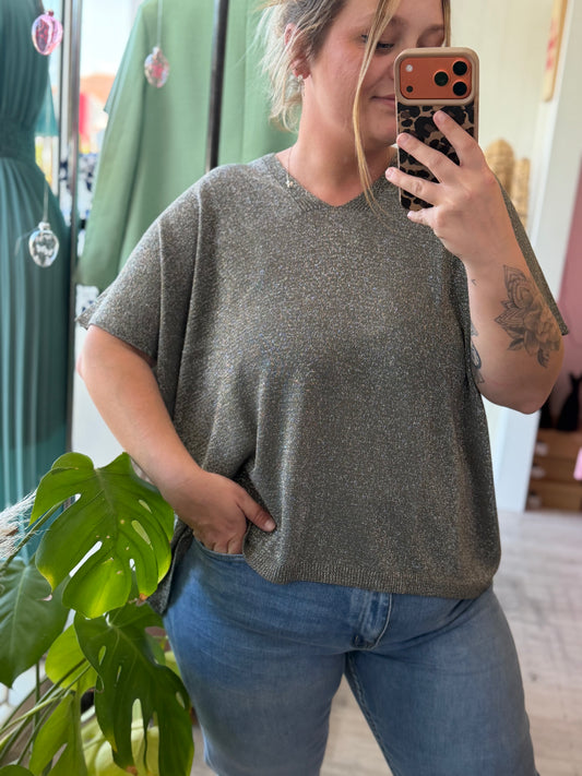 Tee-shirt en lurex kaki - Taille unique 36-48