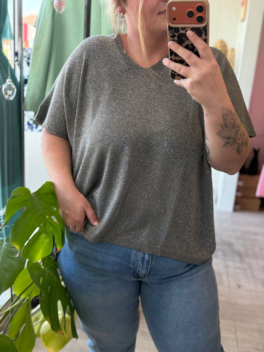 Tee-shirt en lurex kaki - Taille unique 36-48