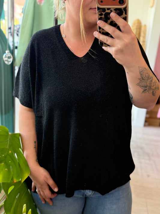 Tee-shirt en lurex noir - Taille unique 36-48