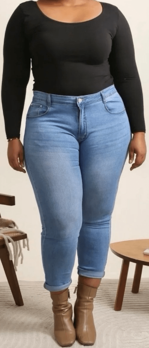 Jean push - up taille haute bleu du 38 au 50 - C MON DRESSING