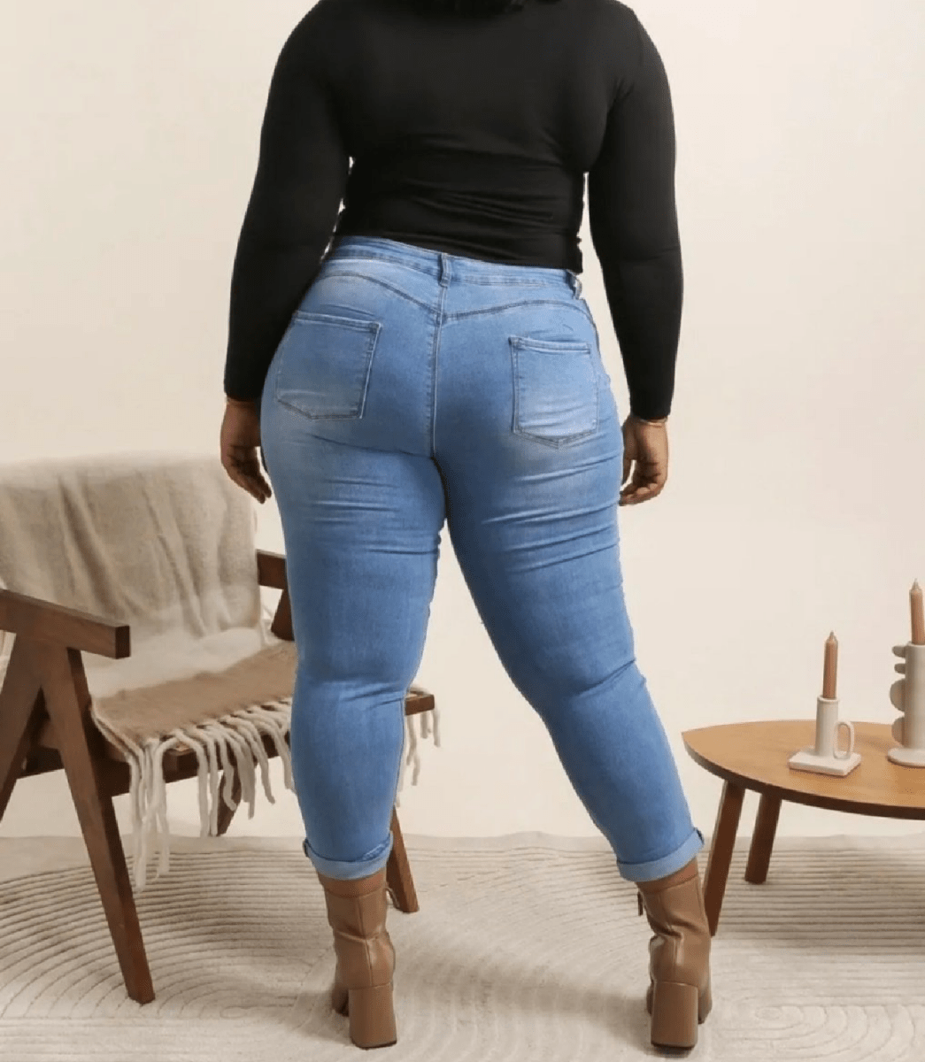 Jean push - up taille haute bleu du 38 au 50 - C MON DRESSING