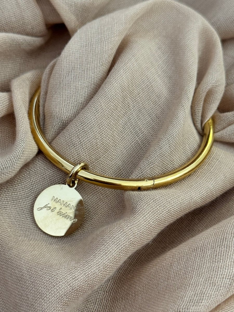 Jonc en acier inoxydable "Mamie d'amour" ou "Maman je t'aime" - C MON DRESSING