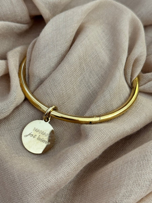 Jonc en acier inoxydable "Mamie d'amour" ou "Maman je t'aime" - C MON DRESSING