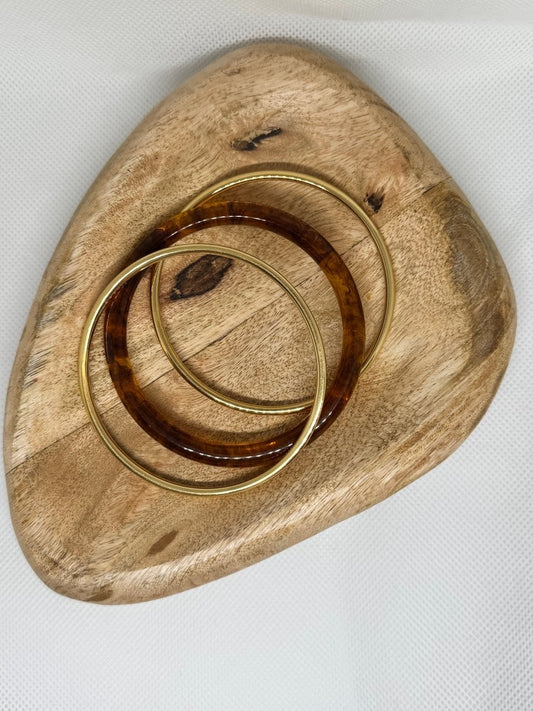 Jonc manchette résine et acier ambre - C MON DRESSING