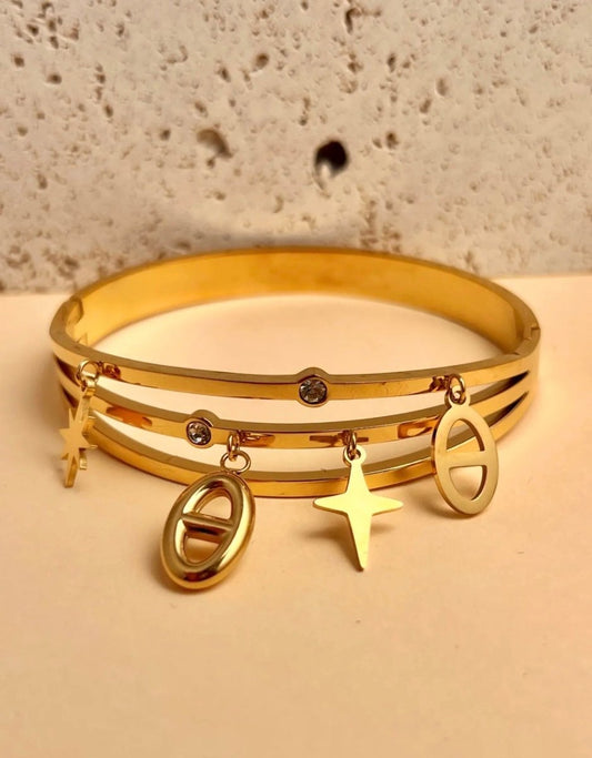 Jonc triple rang avec breloques - C MON DRESSING