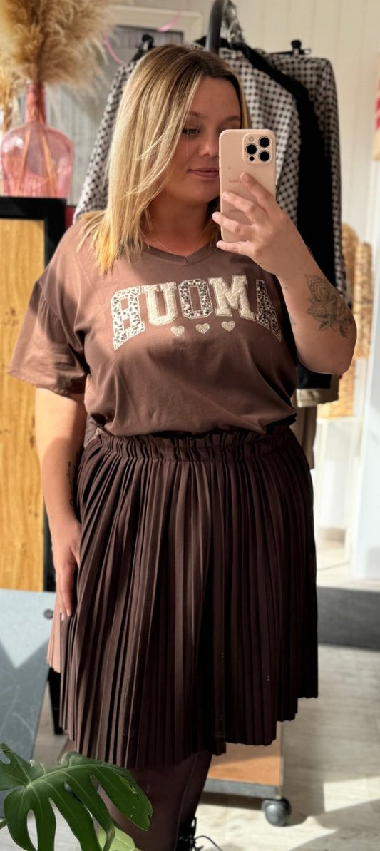 Jupe plissée courte Chocolat – Taille unique 38 - 48 - C MON DRESSING