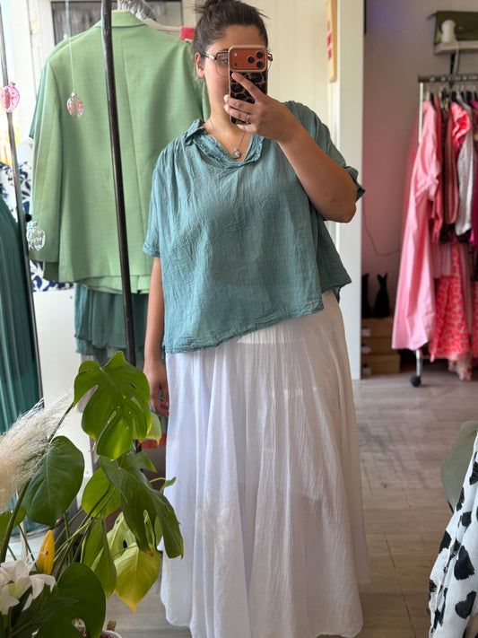 Jupe longue en voile de coton doublé - Taille unique 36-40 (2 couleurs)
