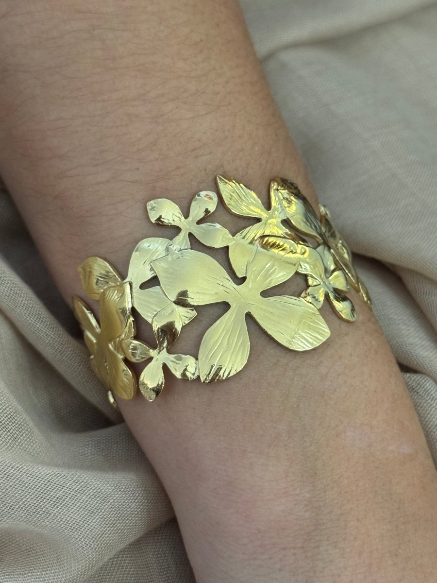 Manchette en acier inoxydable fleurs - C MON DRESSING