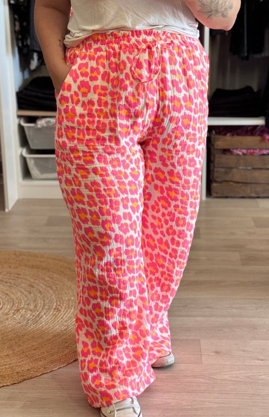 Pantalon Léopard Rose Fluo - Taille Unique 38 - 52 - C MON DRESSING