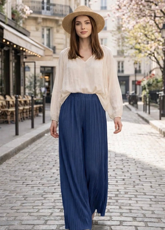 Pantalon plissé magique bleu marine - Taille unique 36 - 48 - C MON DRESSING