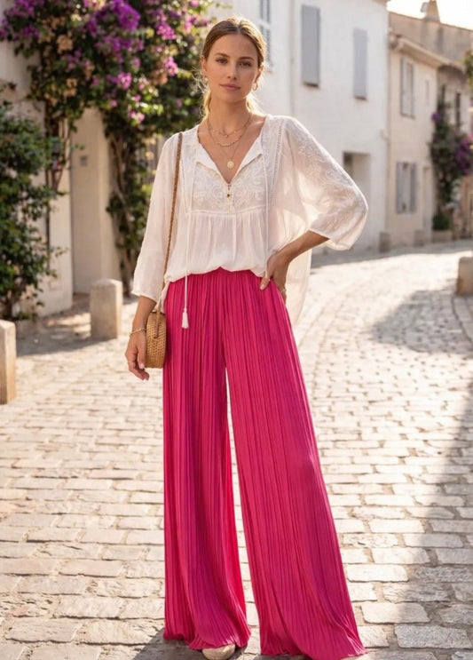 Pantalon plissé magique fuchsia - Taille unique 36 - 48 - C MON DRESSING
